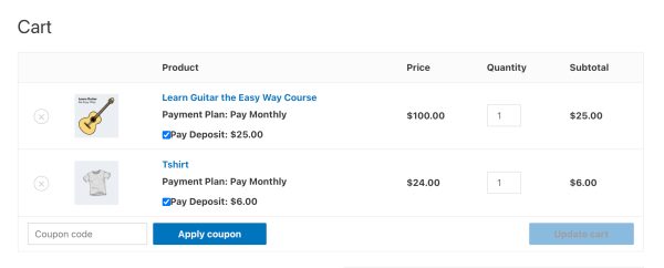 WooCommerce Payment Plans - Cart Page