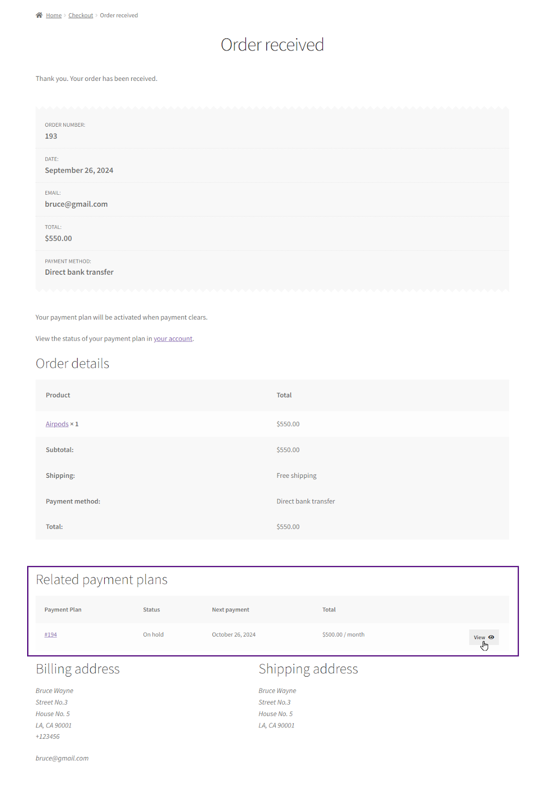 related payment plan