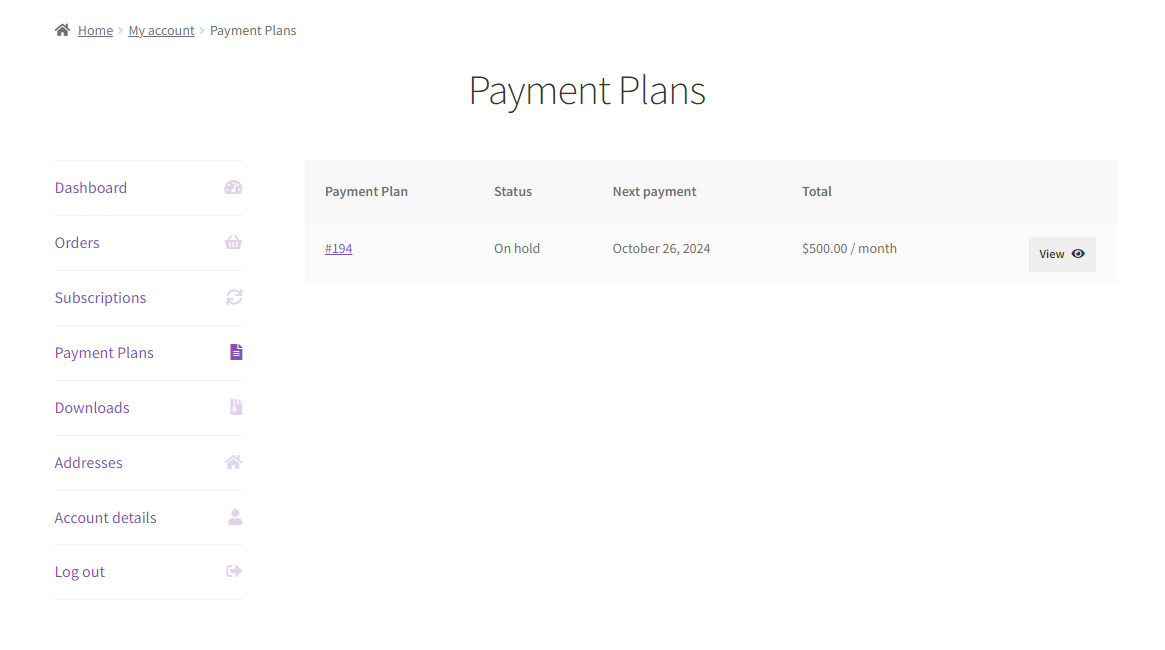 payments plan