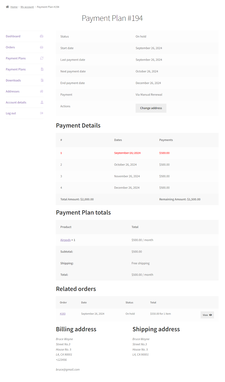 payments plan