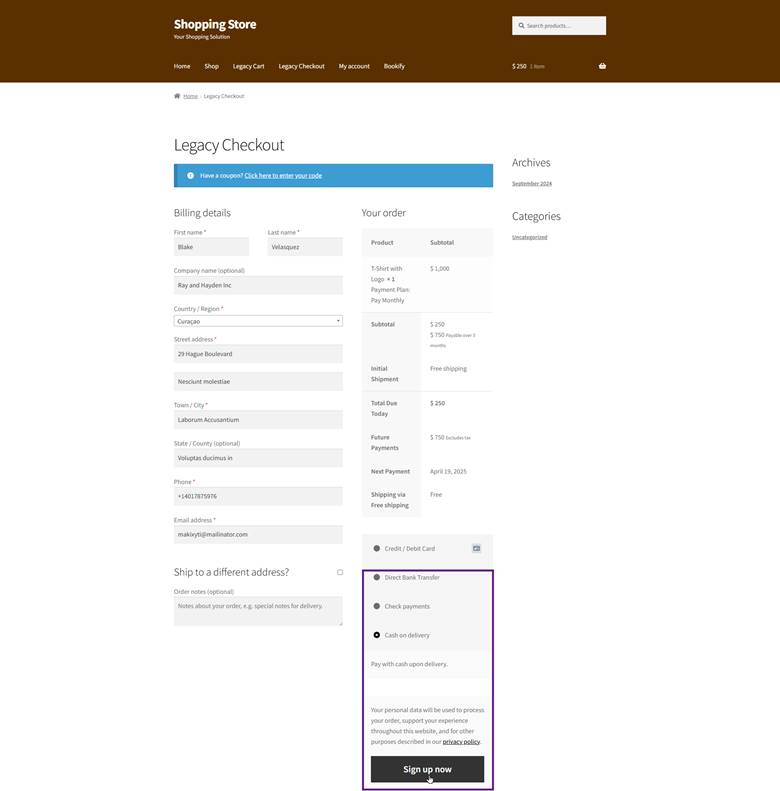sign up for check out